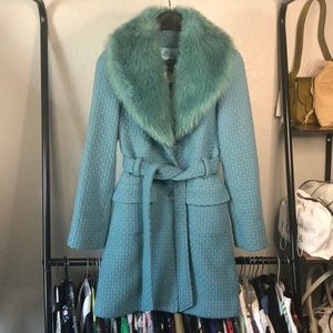 Marciano Retro Faux Fur Trimmed Trench Coat